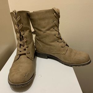 JustFab Tan Lace Up Boots